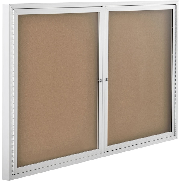 Global Industrial 2 Door Enclosed Cork Bulletin Board, 60inW x 36inH 695758 - main